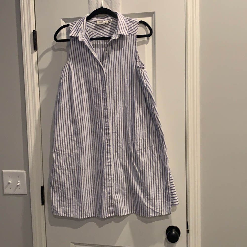 Blue and white striped sundress
